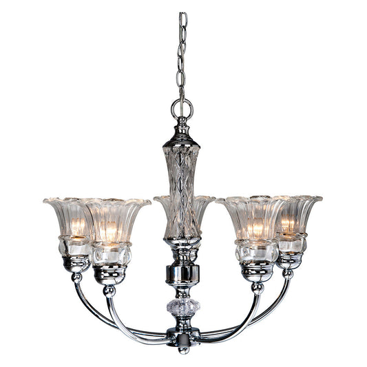 All The Rages Elegant Designs Chrome Finish Glass Ceiling Glacier Petal 5-Light Chandelier
