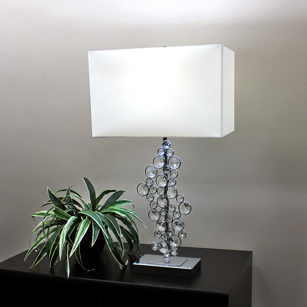 All The Rages Elegant Designs Chrome Finish Prismatic Crystal Sequin Table Lamp