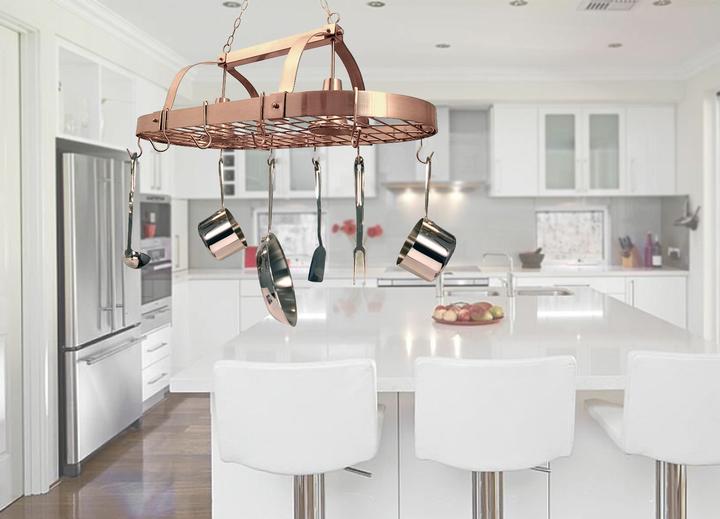 All The Rages Elegant Designs Copper 2-Light Kitchen Pot Rack With Downlights
