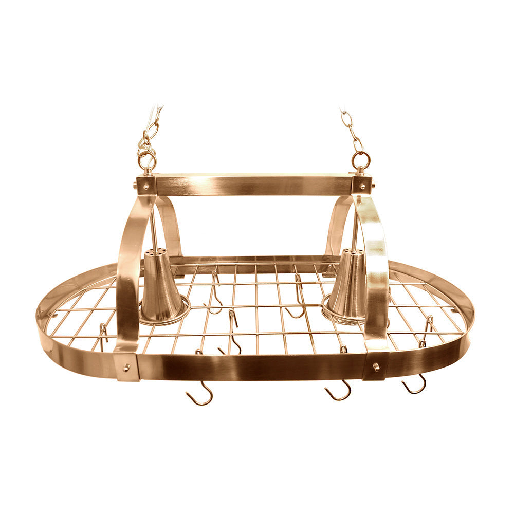 All The Rages Elegant Designs Copper 2-Light Kitchen Pot Rack With Downlights