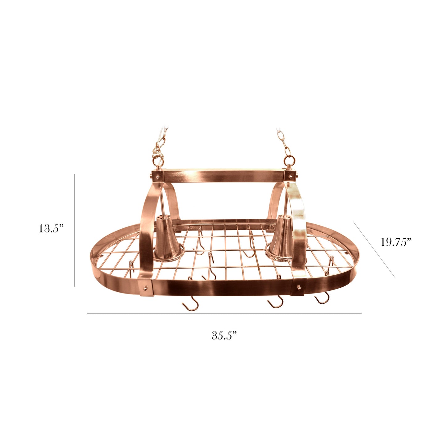 All The Rages Elegant Designs Copper 2-Light Kitchen Pot Rack With Downlights