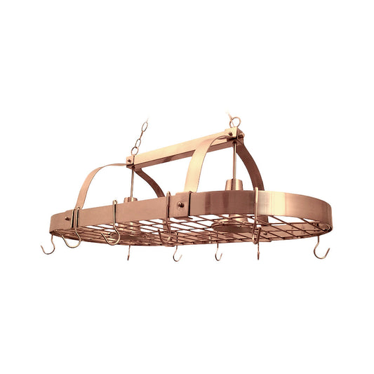 All The Rages Elegant Designs Copper 2-Light Kitchen Pot Rack With Downlights