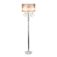 All The Rages Elegant Designs Drum Shade With Gray Romantic Cascading Crystal & Chrome Floor Lamp