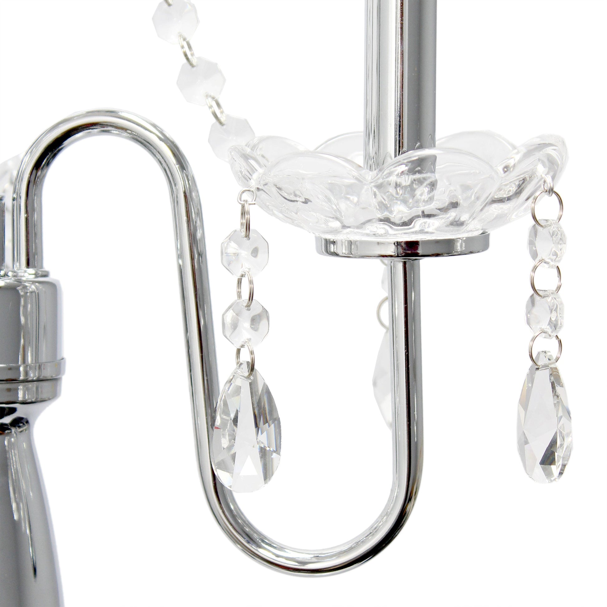 All The Rages Elegant Designs Drum Shade With Gray Romantic Cascading Crystal & Chrome Floor Lamp