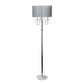 All The Rages Elegant Designs Drum Shade With Gray Romantic Cascading Crystal & Chrome Floor Lamp