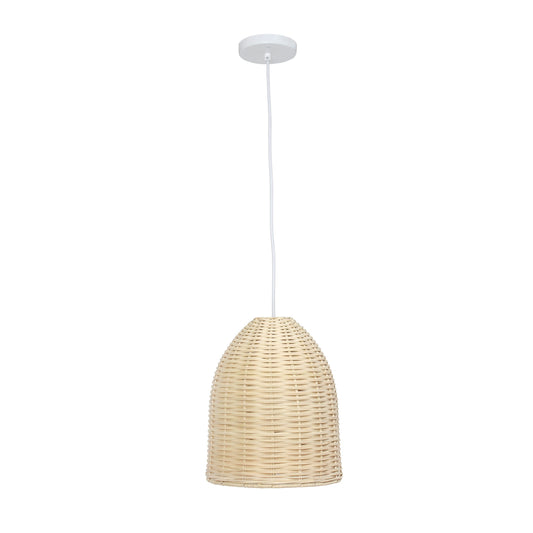 All The Rages Elegant Designs Elongated Natural Finish Coastal Dome Rattan Downlight Pendant