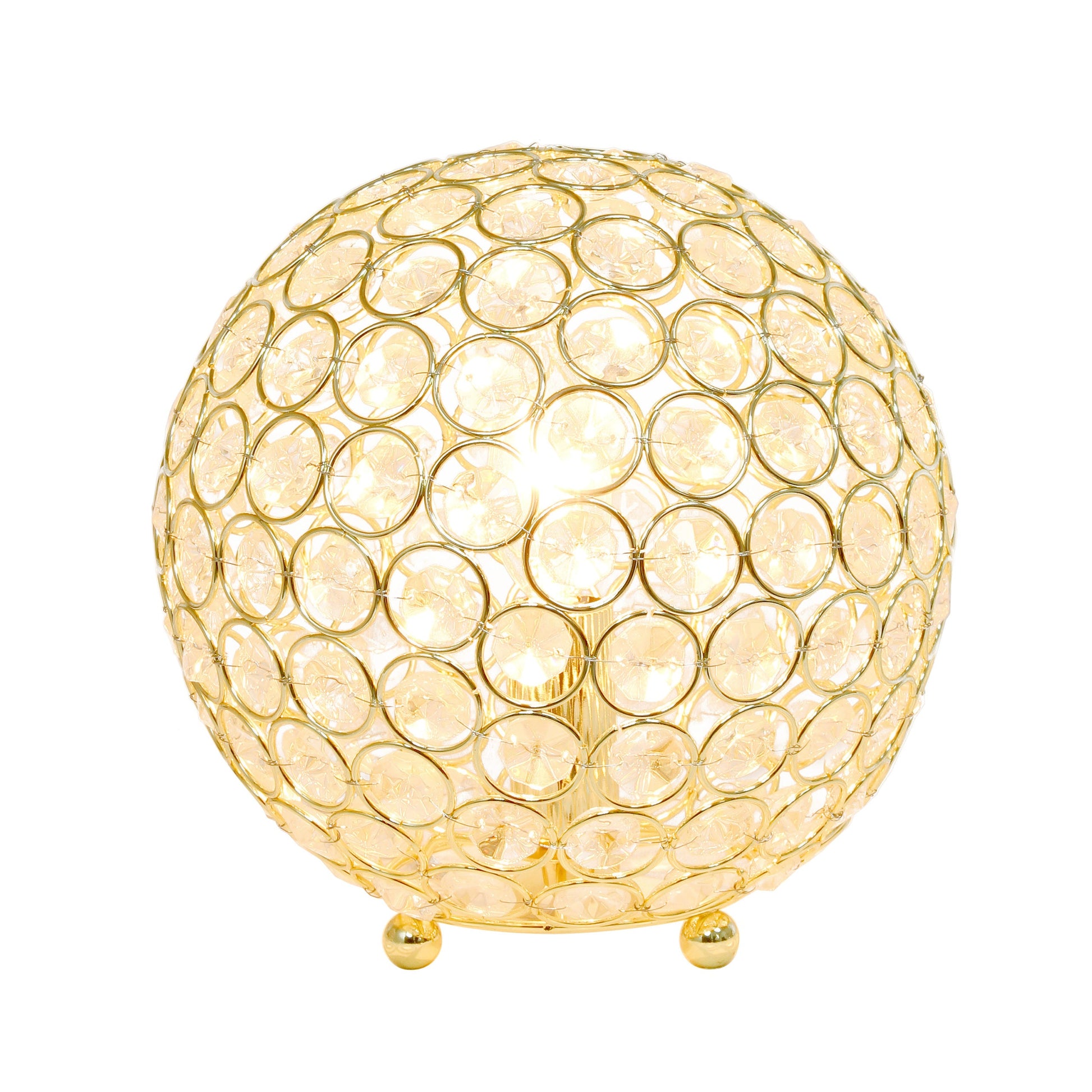 All The Rages Elegant Designs Gold Finish 8" Elipse Crystal Ball Sequin Table Lamp