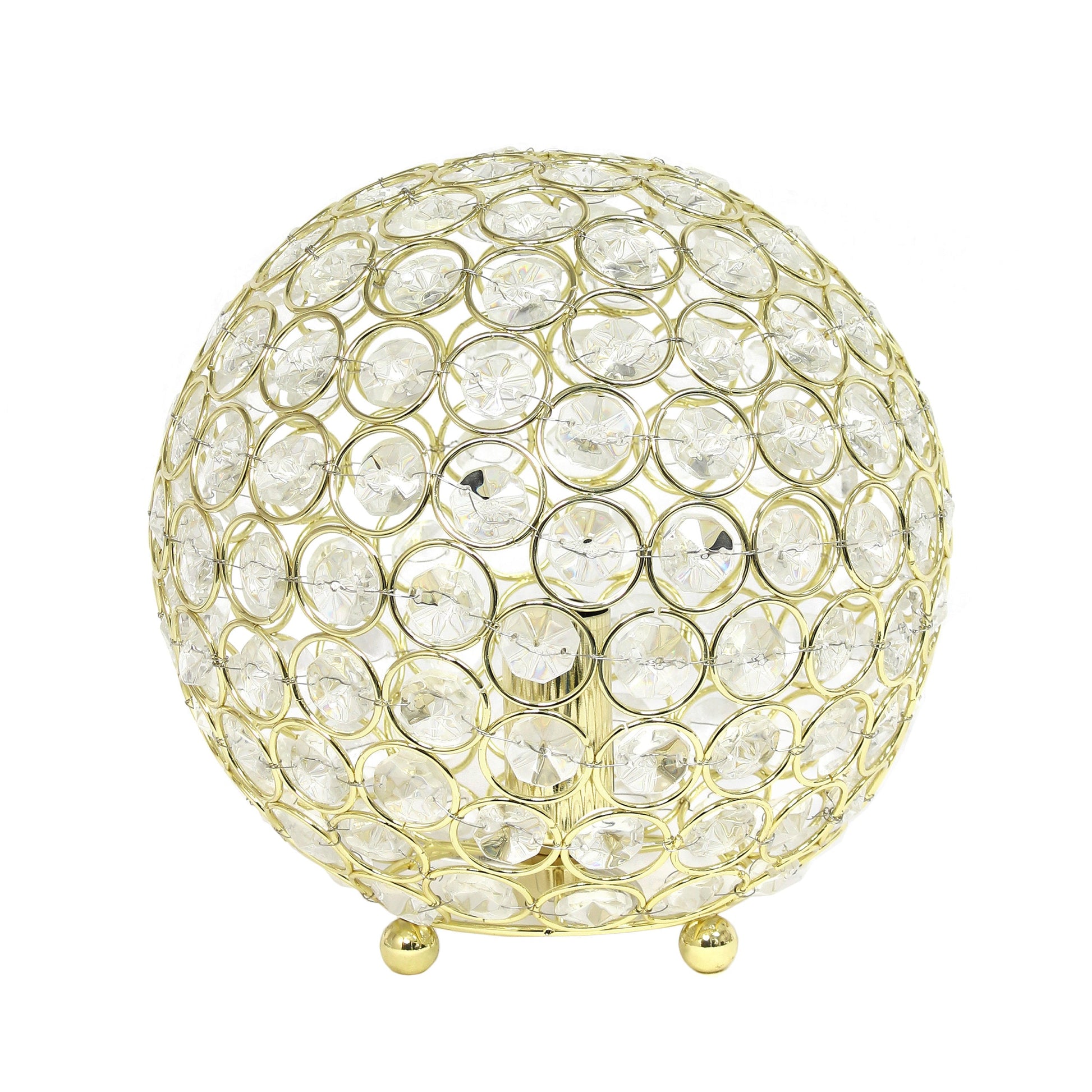 All The Rages Elegant Designs Gold Finish 8" Elipse Crystal Ball Sequin Table Lamp