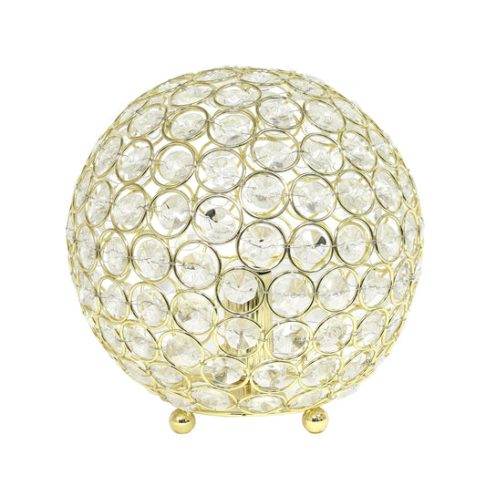 All The Rages Elegant Designs Gold Finish 8" Elipse Crystal Ball Sequin Table Lamp