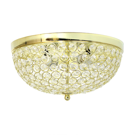 All The Rages Elegant Designs Gold Finish Elipse Crystal Flush Mount 2-Light Ceiling Light
