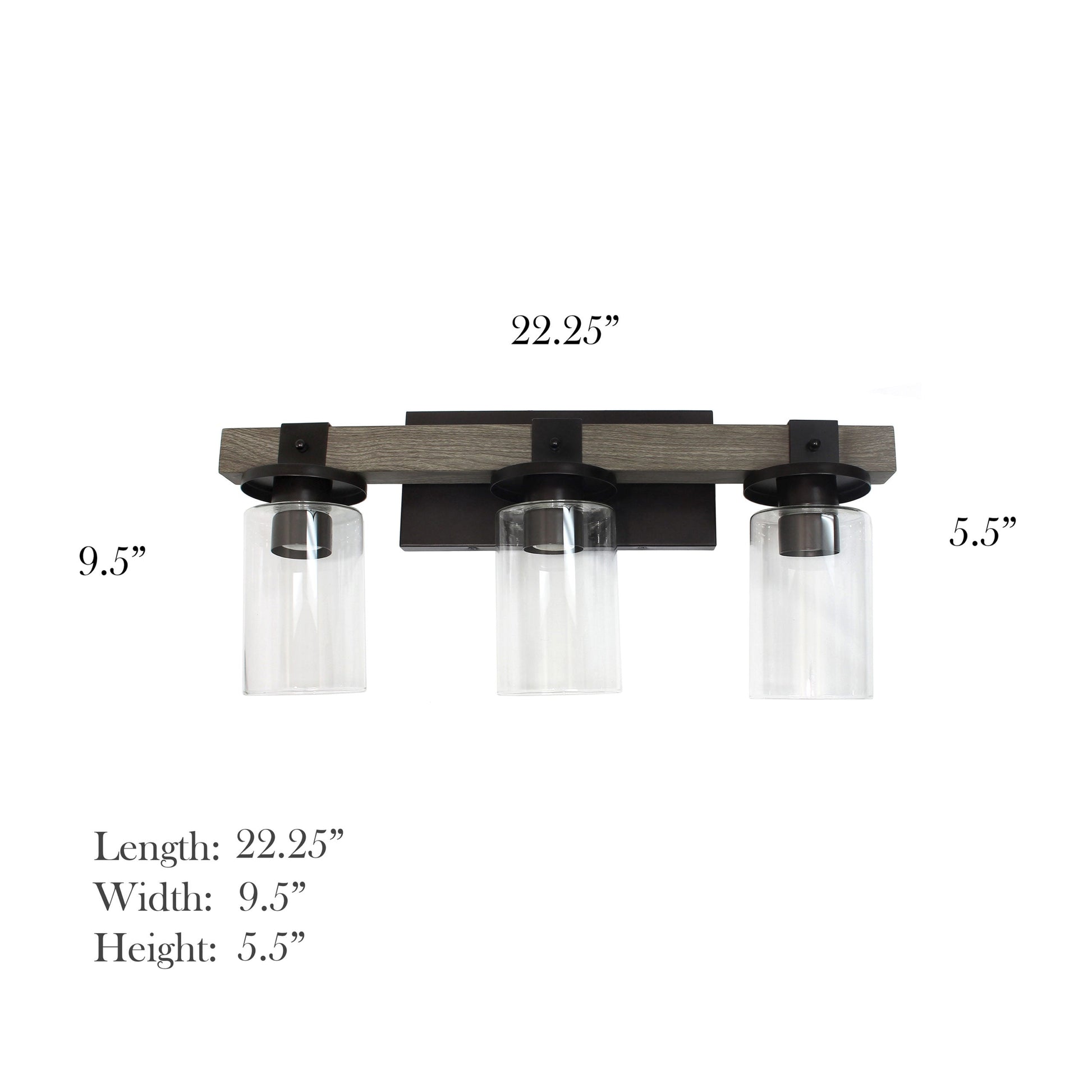 All The Rages Elegant Designs Gray 3-Light Industrial Rustic Bath Vanity Light In Restored Wood Look