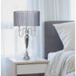 All The Rages Elegant Designs Gray Finish Romantic Sheer Shade Table Lamp With Hanging Crystals
