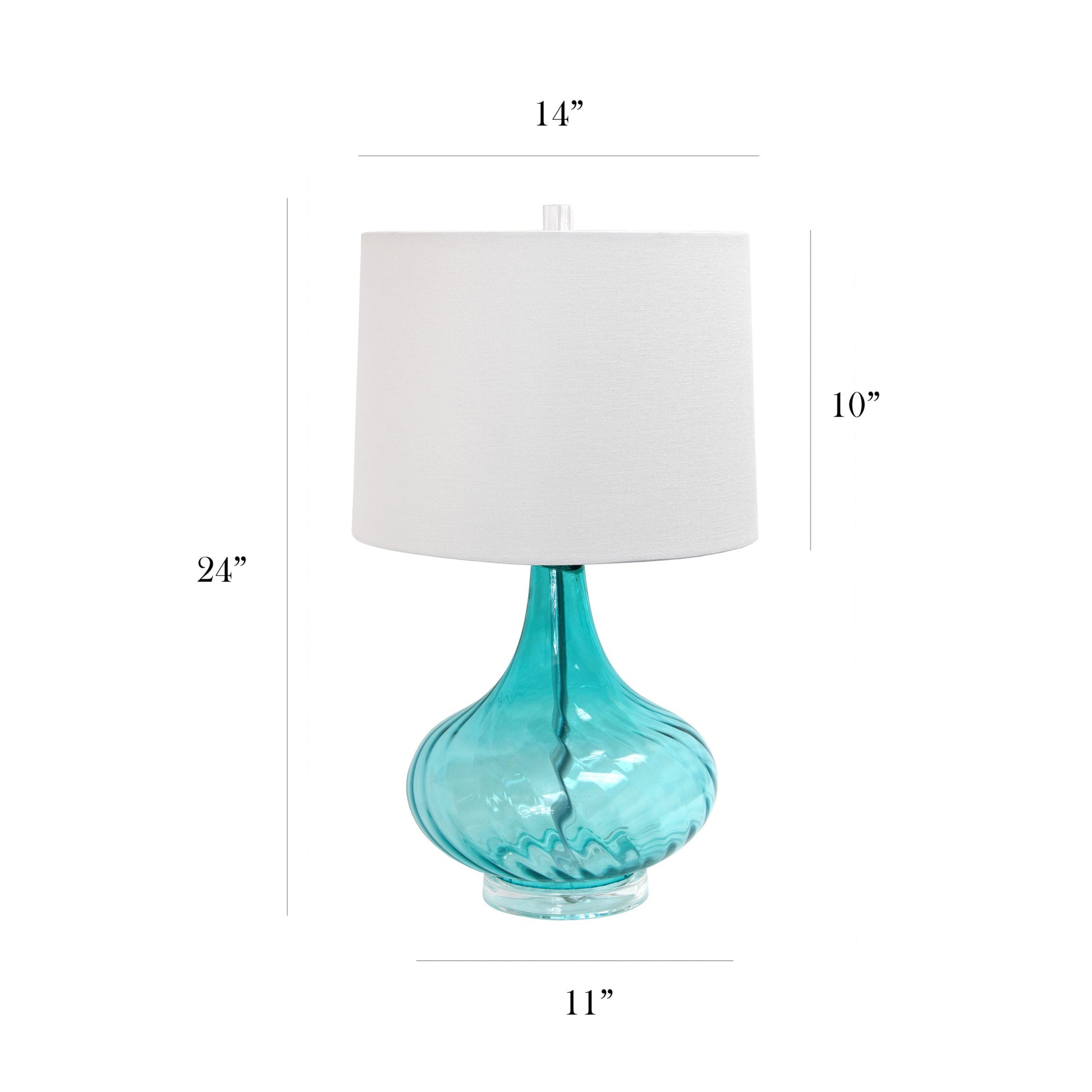 All The Rages Elegant Designs Light Blue Glass Table Lamp With White Fabric Shade