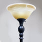 All The Rages Elegant Designs Marbelized Amber Glass Shade With Restoration Bronze Finish Torchiere Floor Lamp