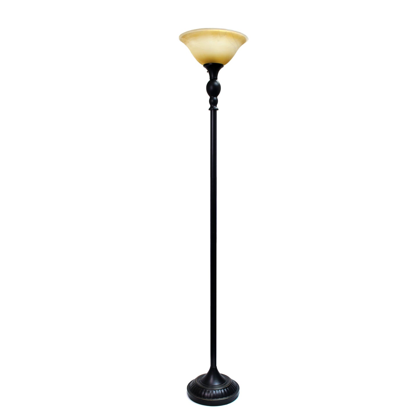 All The Rages Elegant Designs Marbelized Amber Glass Shade With Restoration Bronze Finish Torchiere Floor Lamp