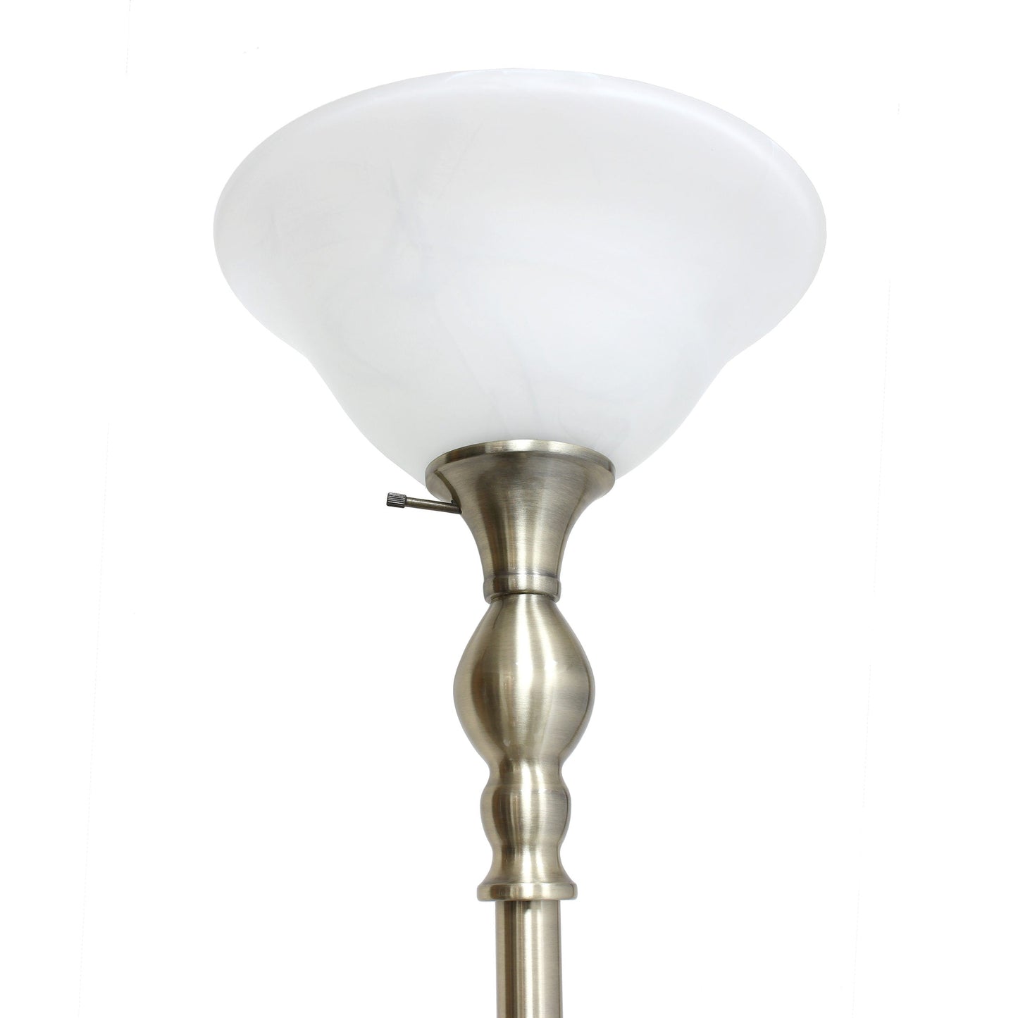 All The Rages Elegant Designs Marbleized White Glass Shade With Antique Brass Finish Torchiere Floor Lamp