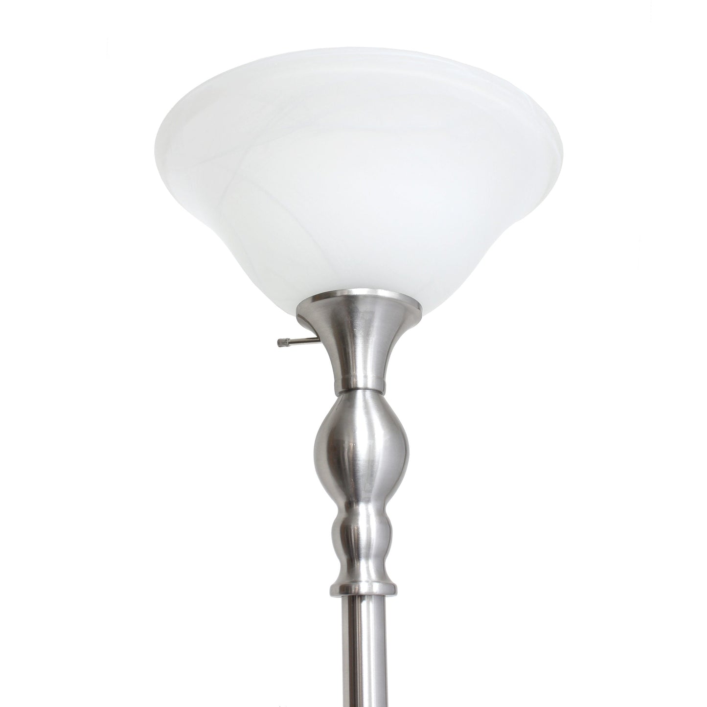 All The Rages Elegant Designs Marbleized White Glass Shade With Brushed Nickel Finish Torchiere Floor Lamp