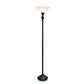 All The Rages Elegant Designs Marbleized White Glass Shade With Restoration Bronze & White Finish Torchiere Floor Lamp