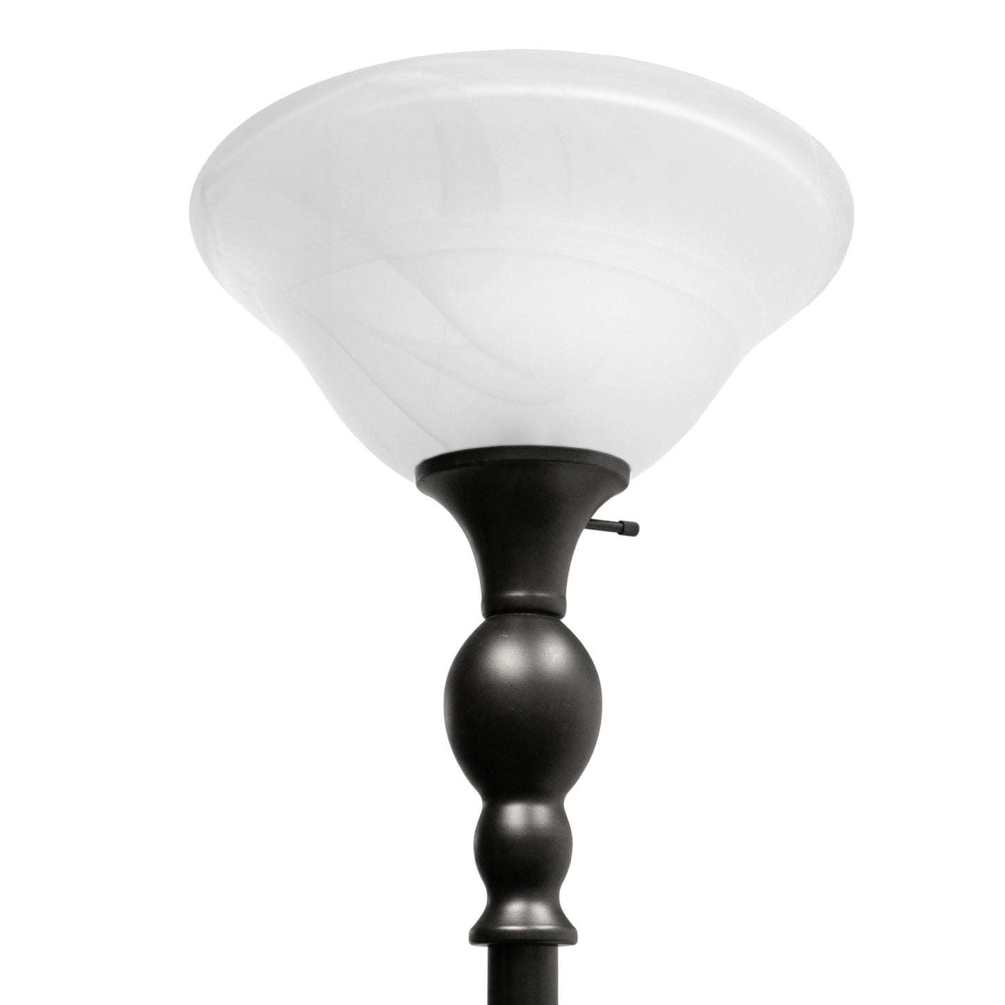 All The Rages Elegant Designs Marbleized White Glass Shade With Restoration Bronze & White Finish Torchiere Floor Lamp