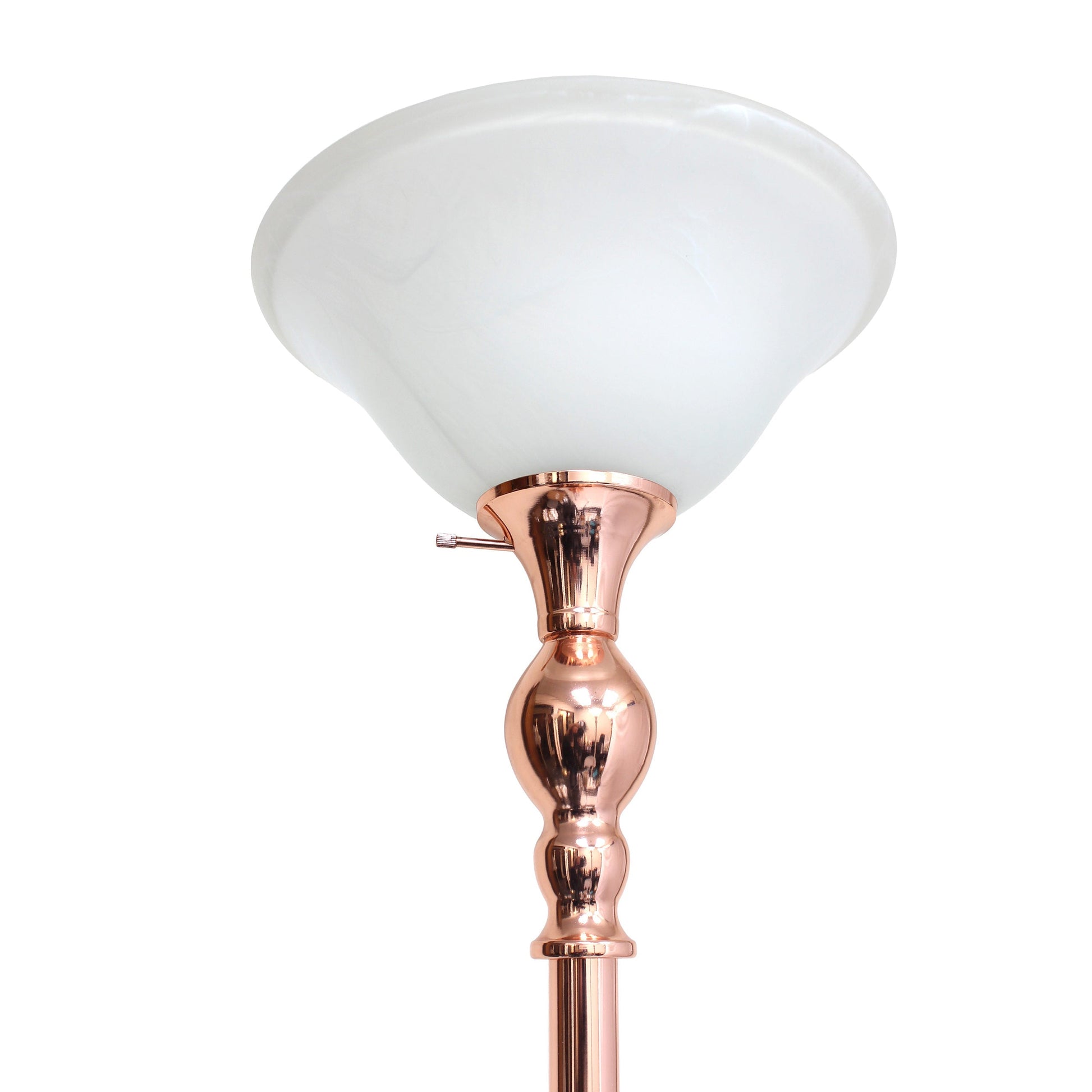 All The Rages Elegant Designs Marbleized White Glass Shade With Rose Gold Finish Torchiere Floor Lamp
