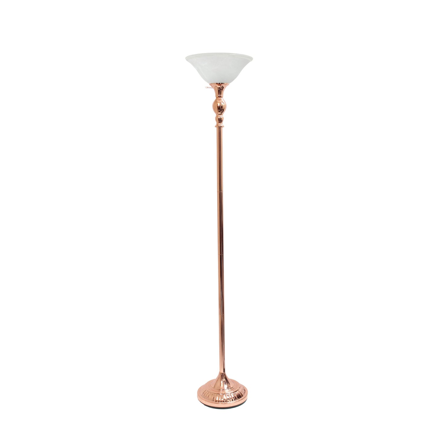 All The Rages Elegant Designs Marbleized White Glass Shade With Rose Gold Finish Torchiere Floor Lamp