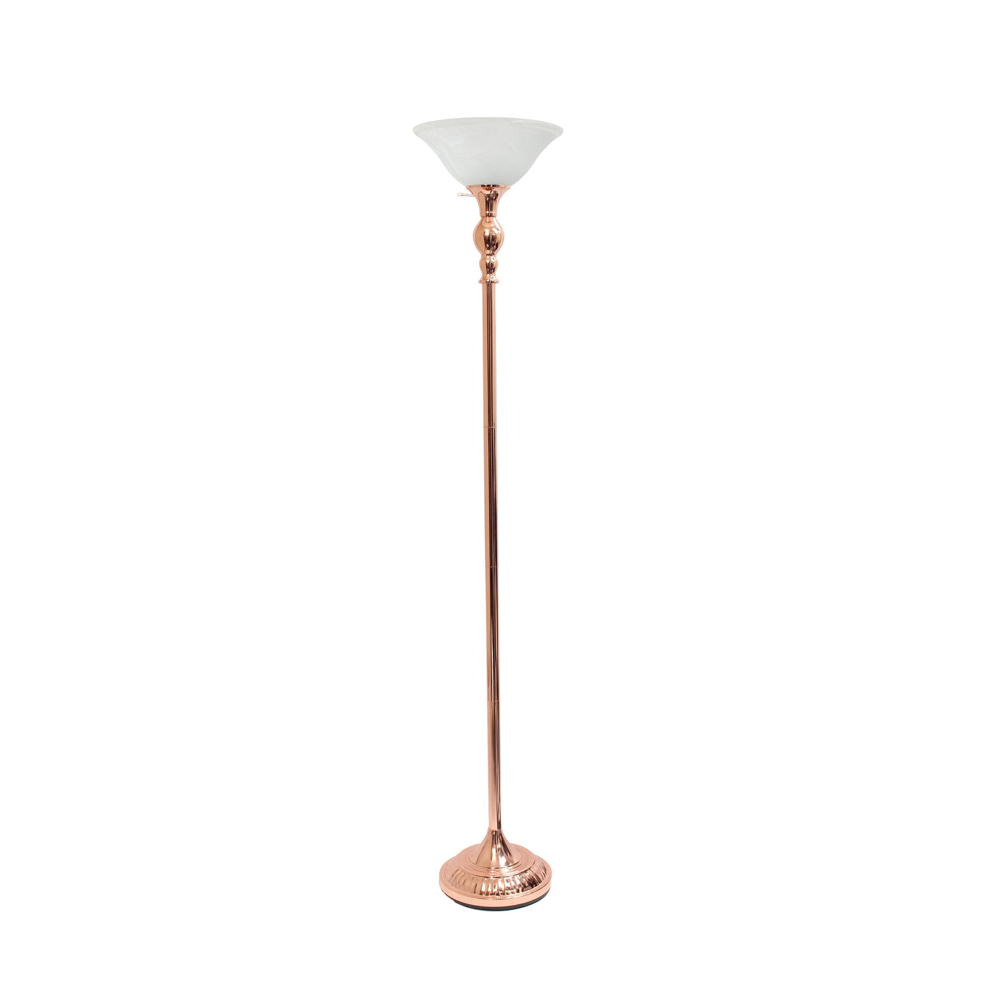 All The Rages Elegant Designs Marbleized White Glass Shade With Rose Gold Finish Torchiere Floor Lamp