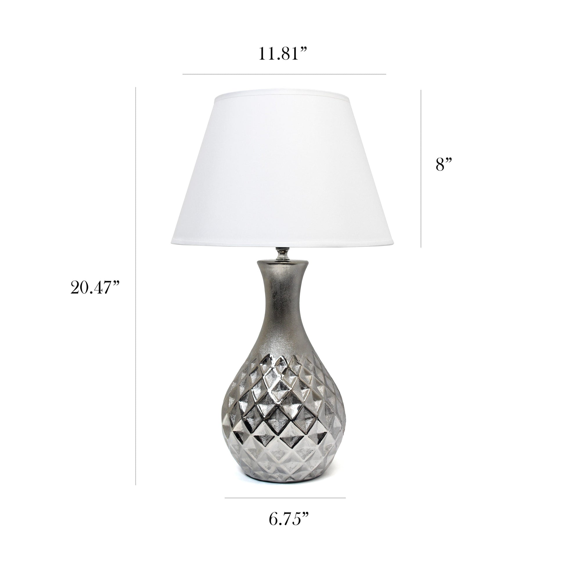 All The Rages Elegant Designs Metallic Silver Juliet Ceramic Table Lamp With White Fabric Shade