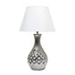 All The Rages Elegant Designs Metallic Silver Juliet Ceramic Table Lamp With White Fabric Shade