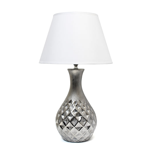 All The Rages Elegant Designs Metallic Silver Juliet Ceramic Table Lamp With White Fabric Shade