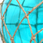 All The Rages Elegant Designs Ocean Sea Aqua Glass & Brushed Nickel Coastal Pendant Light With Buoy Netted Natural Rope
