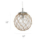 All The Rages Elegant Designs Ocean Sea Clear Glass & Brushed Nickel Coastal Pendant Light With Buoy Netted Natural Rope
