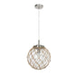 All The Rages Elegant Designs Ocean Sea Clear Glass & Brushed Nickel Coastal Pendant Light With Buoy Netted Natural Rope