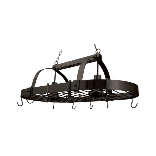 All The Rages Elegant Designs Oil Rubbed Bronze 2-Light Kitchen Pot Rack With Downlights