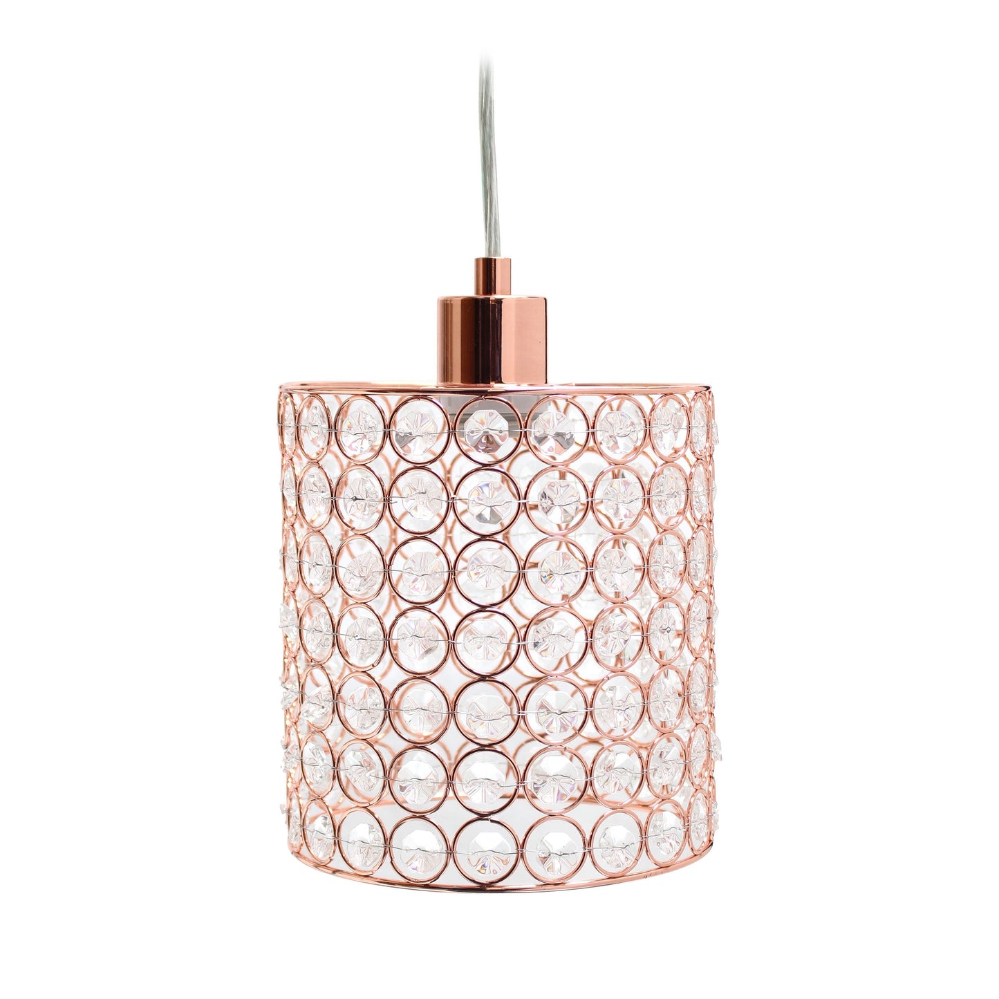 All The Rages Elegant Designs Rose Gold 1-Light Elipse Crystal Cylinder Pendant Light