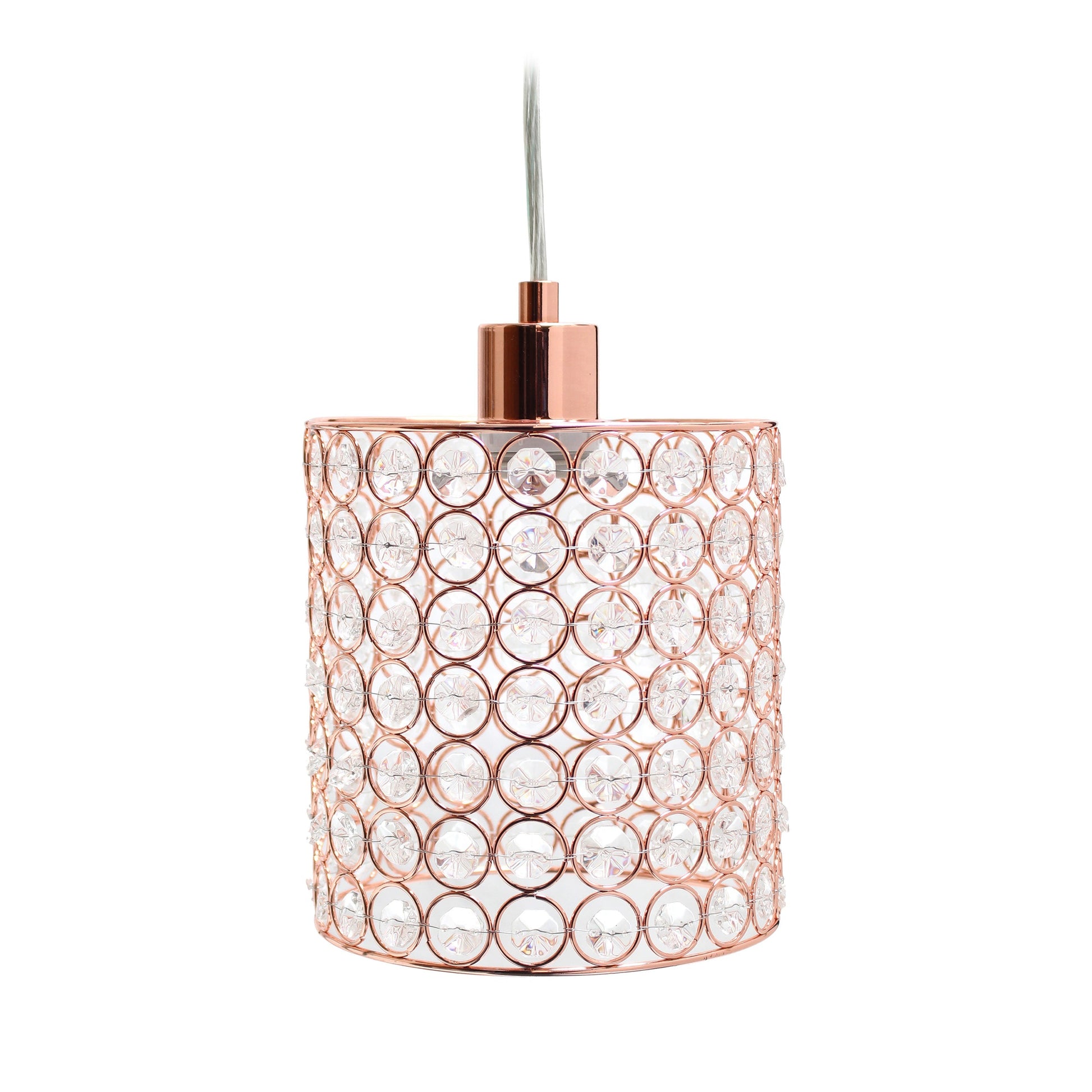 All The Rages Elegant Designs Rose Gold 1-Light Elipse Crystal Cylinder Pendant Light