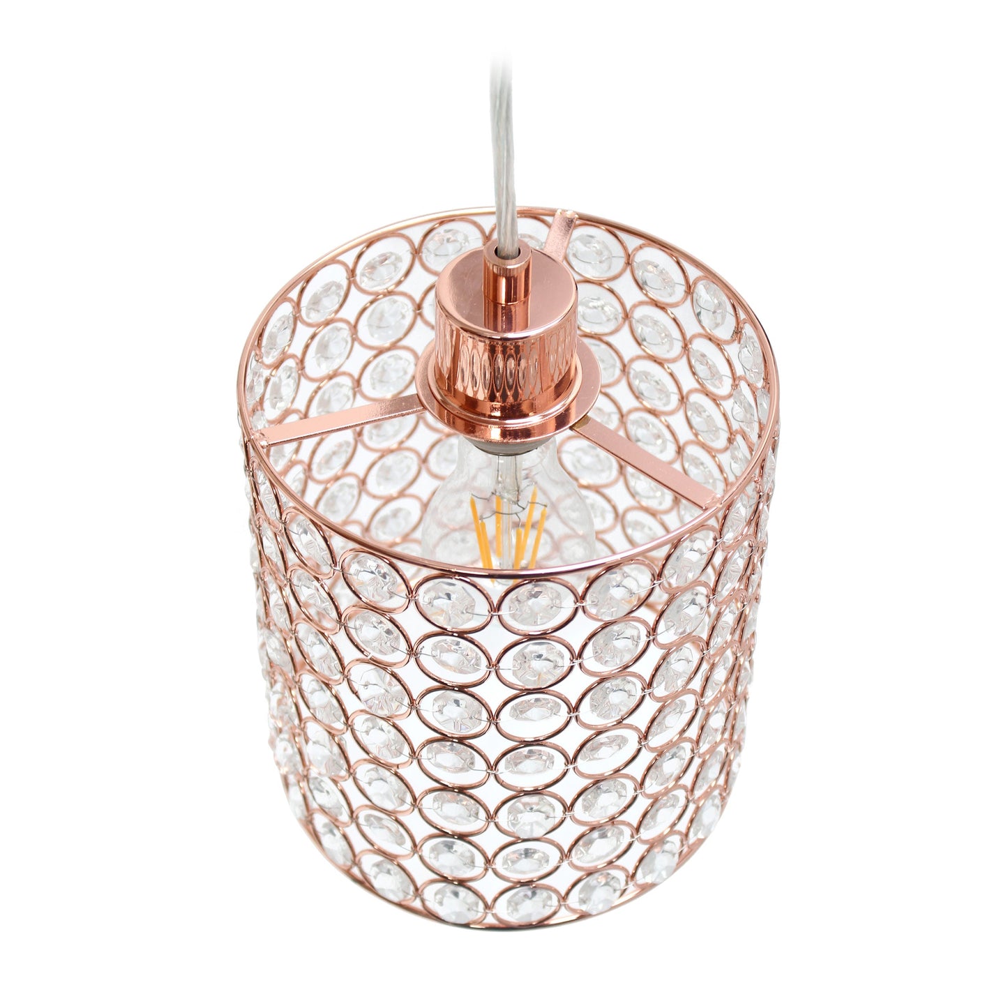 All The Rages Elegant Designs Rose Gold 1-Light Elipse Crystal Cylinder Pendant Light