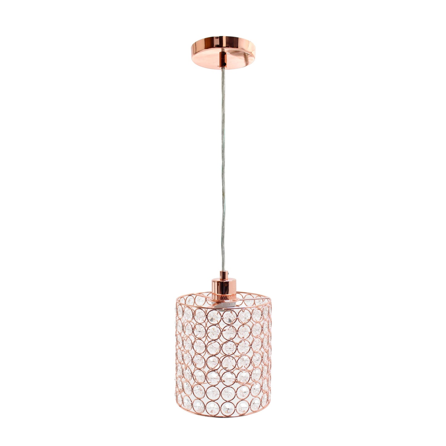 All The Rages Elegant Designs Rose Gold 1-Light Elipse Crystal Cylinder Pendant Light