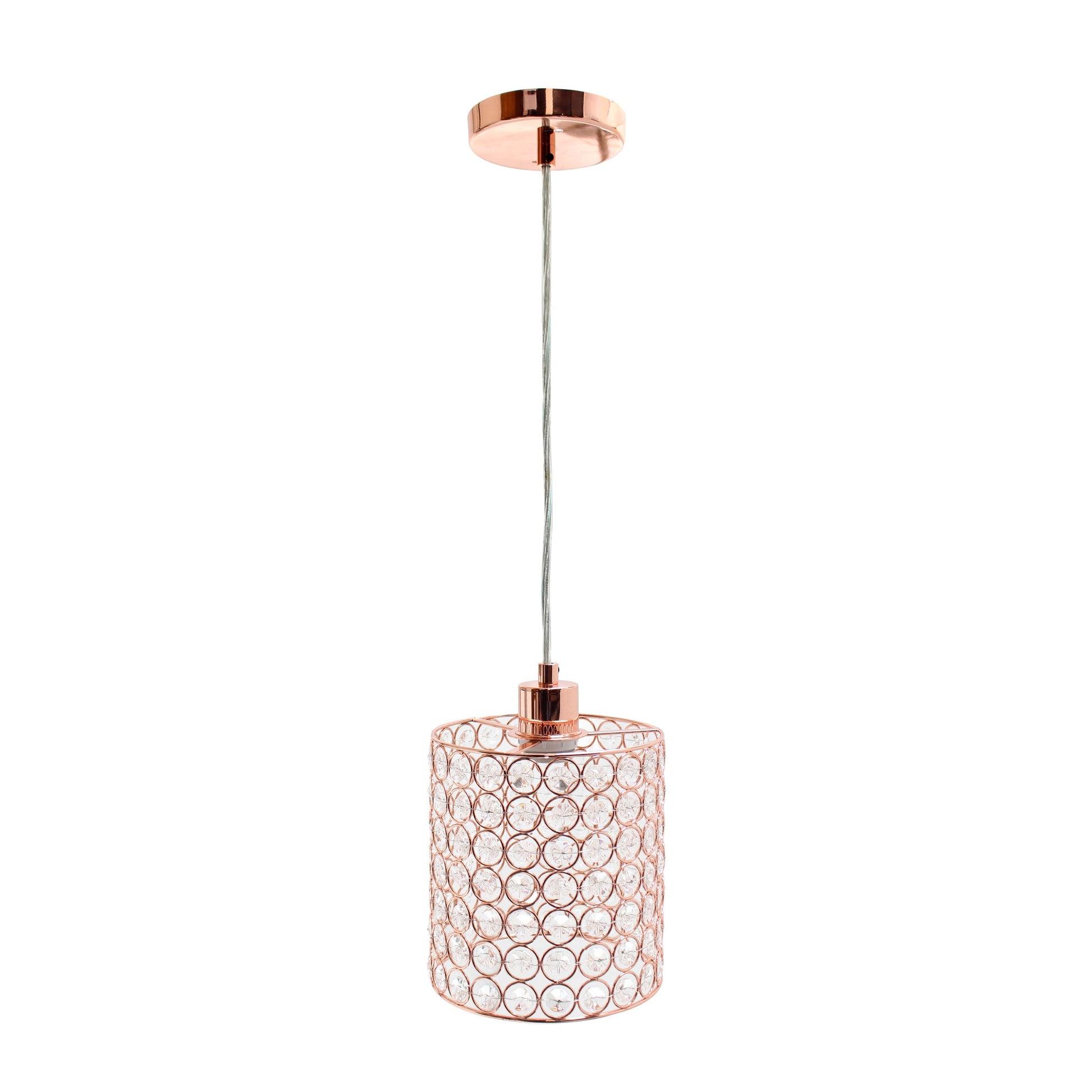 All The Rages Elegant Designs Rose Gold 1-Light Elipse Crystal Cylinder Pendant Light