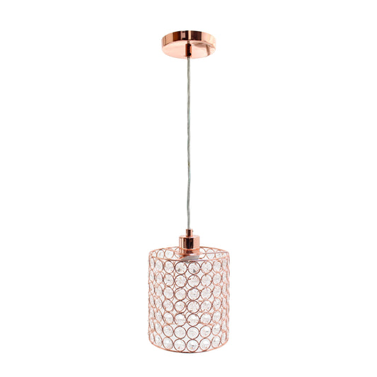 All The Rages Elegant Designs Rose Gold 1-Light Elipse Crystal Cylinder Pendant Light