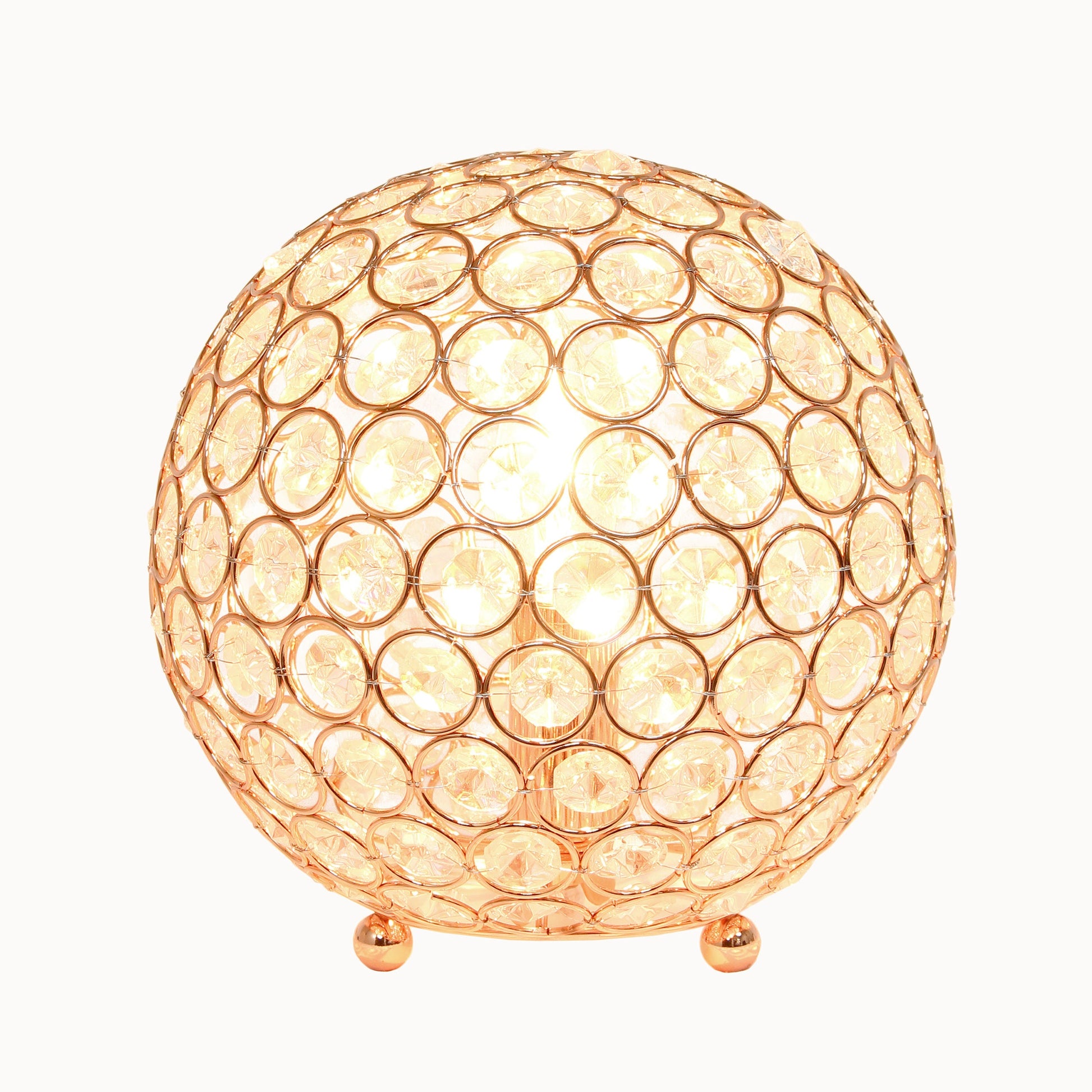 All The Rages Elegant Designs Rose Gold Finish 8" Elipse Crystal Ball Sequin Table Lamp