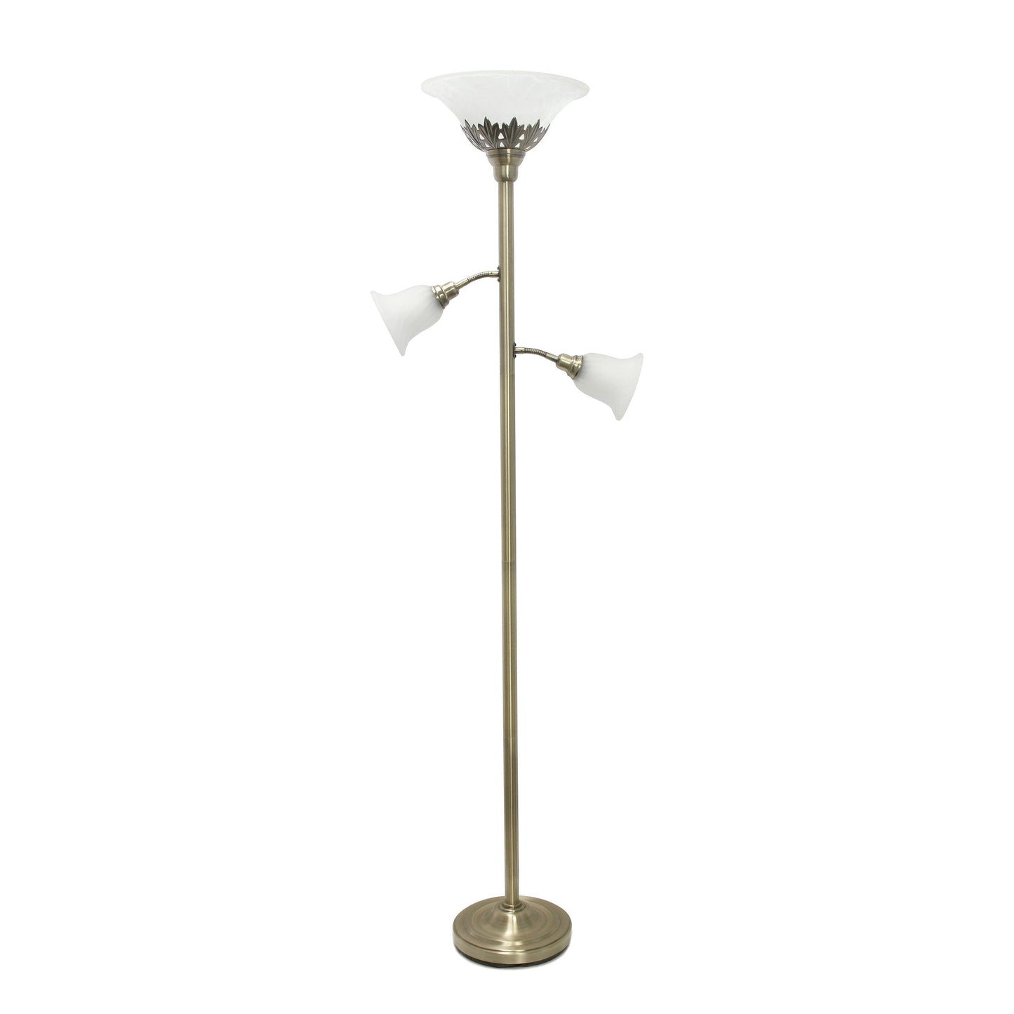 All The Rages Elegant Designs Scalloped Glass Shades With Antique Brass Finish 3-Light Floor Lamp