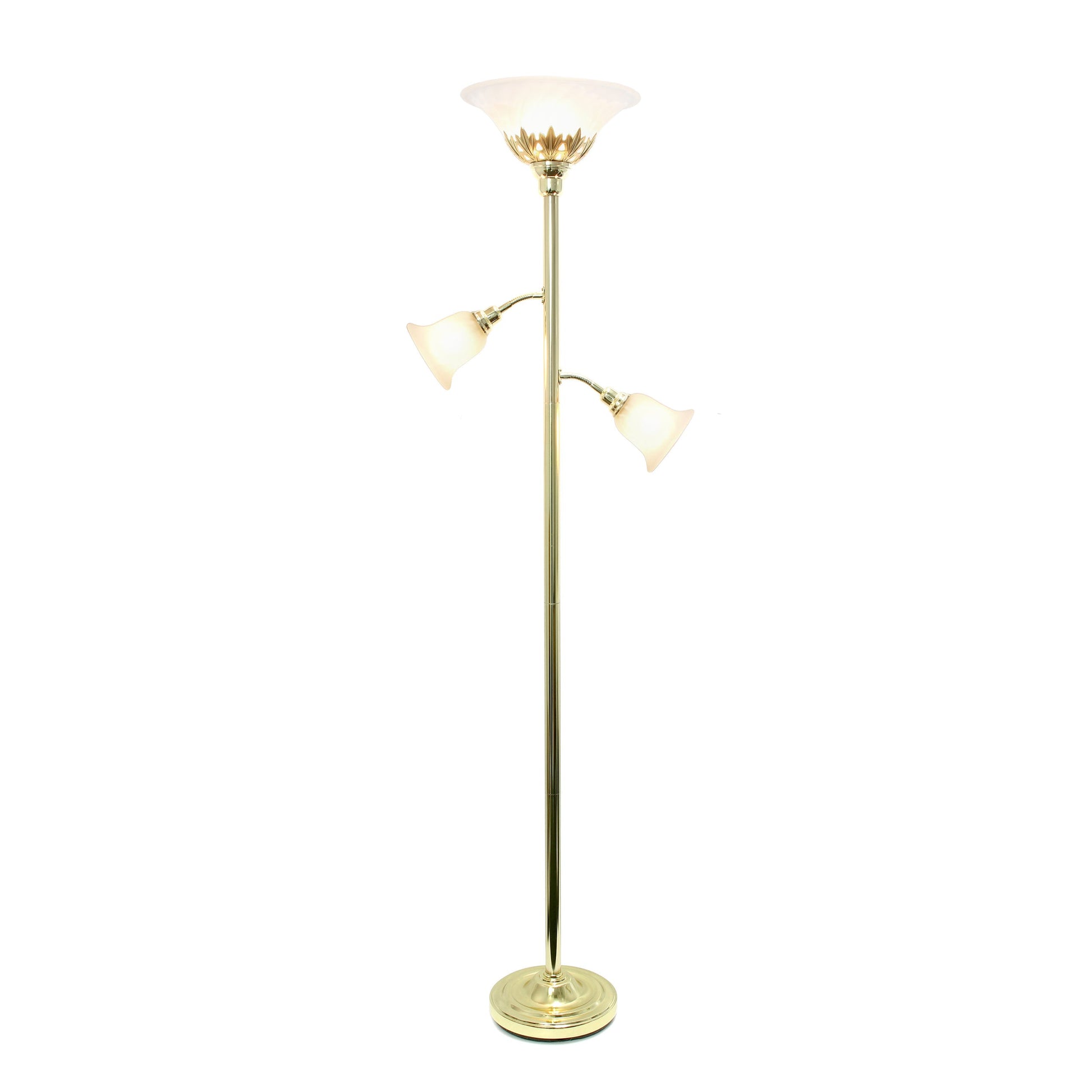 All The Rages Elegant Designs Scalloped Glass Shades With Gold Finish 3-Light Floor Lamp