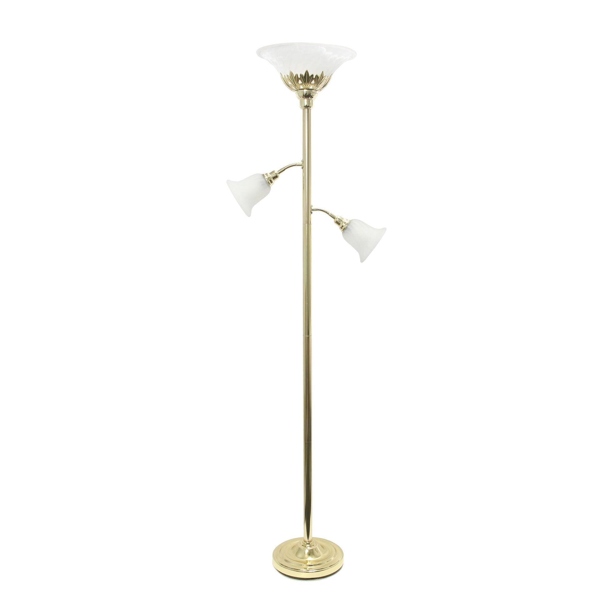 All The Rages Elegant Designs Scalloped Glass Shades With Gold Finish 3-Light Floor Lamp