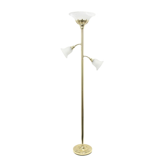 All The Rages Elegant Designs Scalloped Glass Shades With Gold Finish 3-Light Floor Lamp