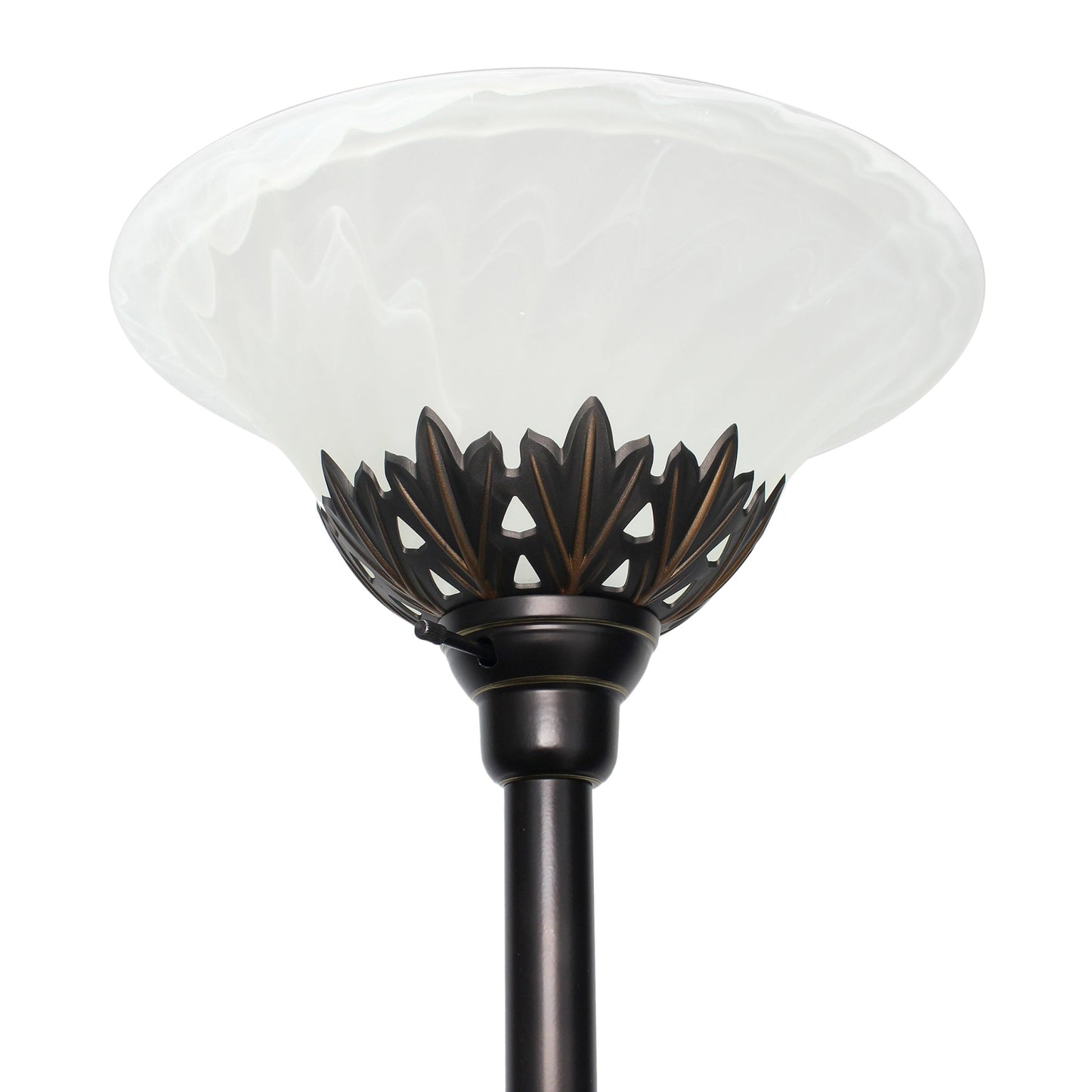 All The Rages Elegant Designs Scalloped Glass Shades With Restoration Bronze & White Finish 3-Light Floor Lamp