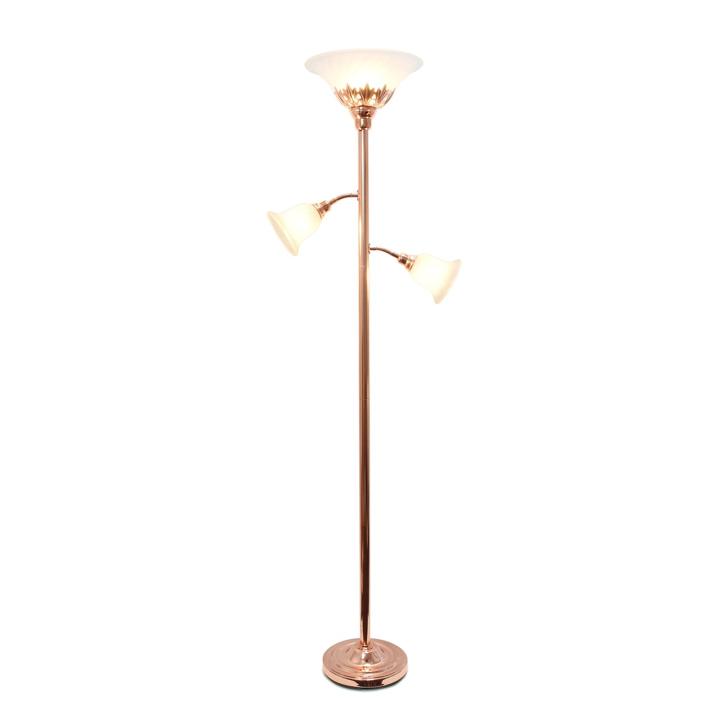 All The Rages Elegant Designs Scalloped Glass Shades With Rose Gold Finish 3-Light Floor Lamp