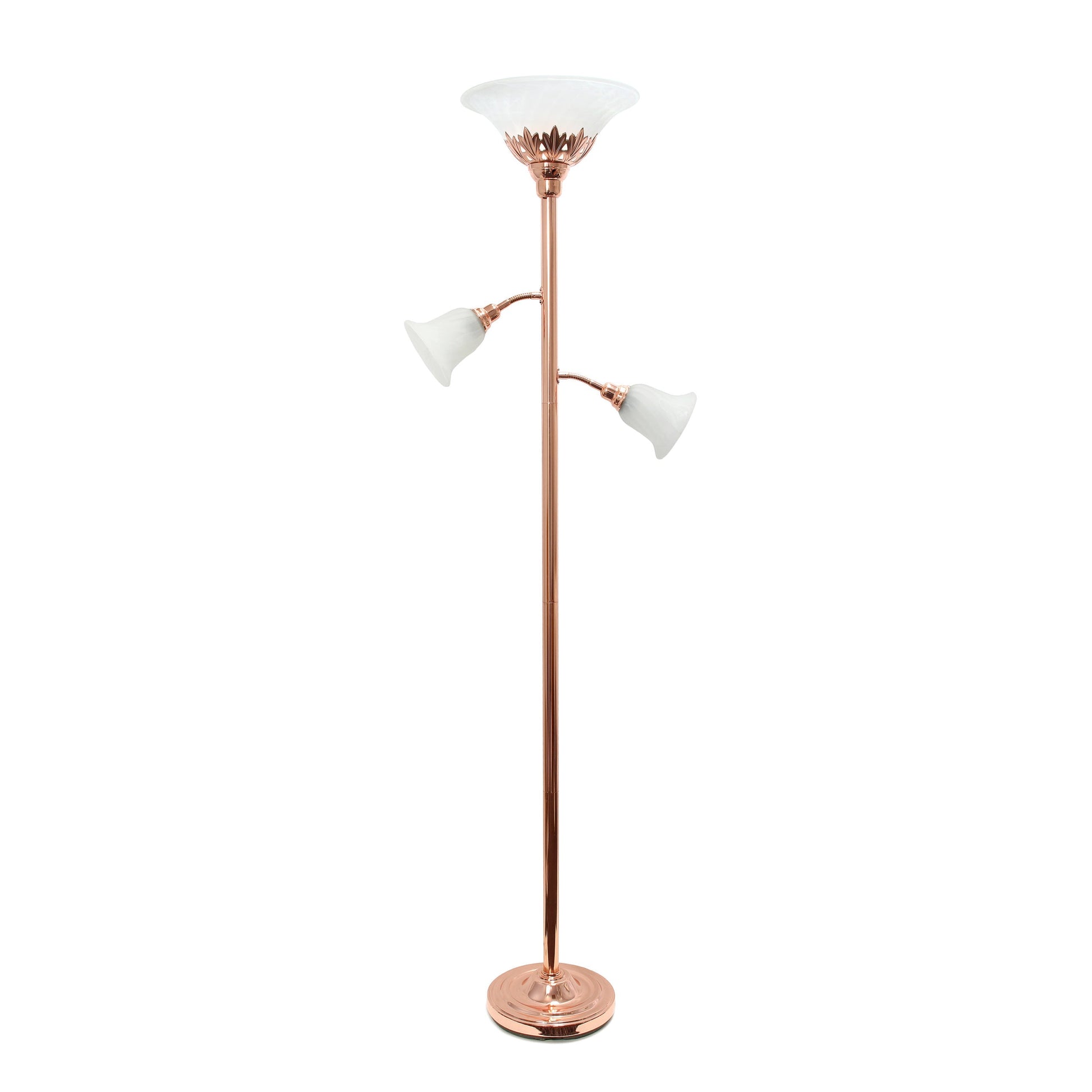 All The Rages Elegant Designs Scalloped Glass Shades With Rose Gold Finish 3-Light Floor Lamp