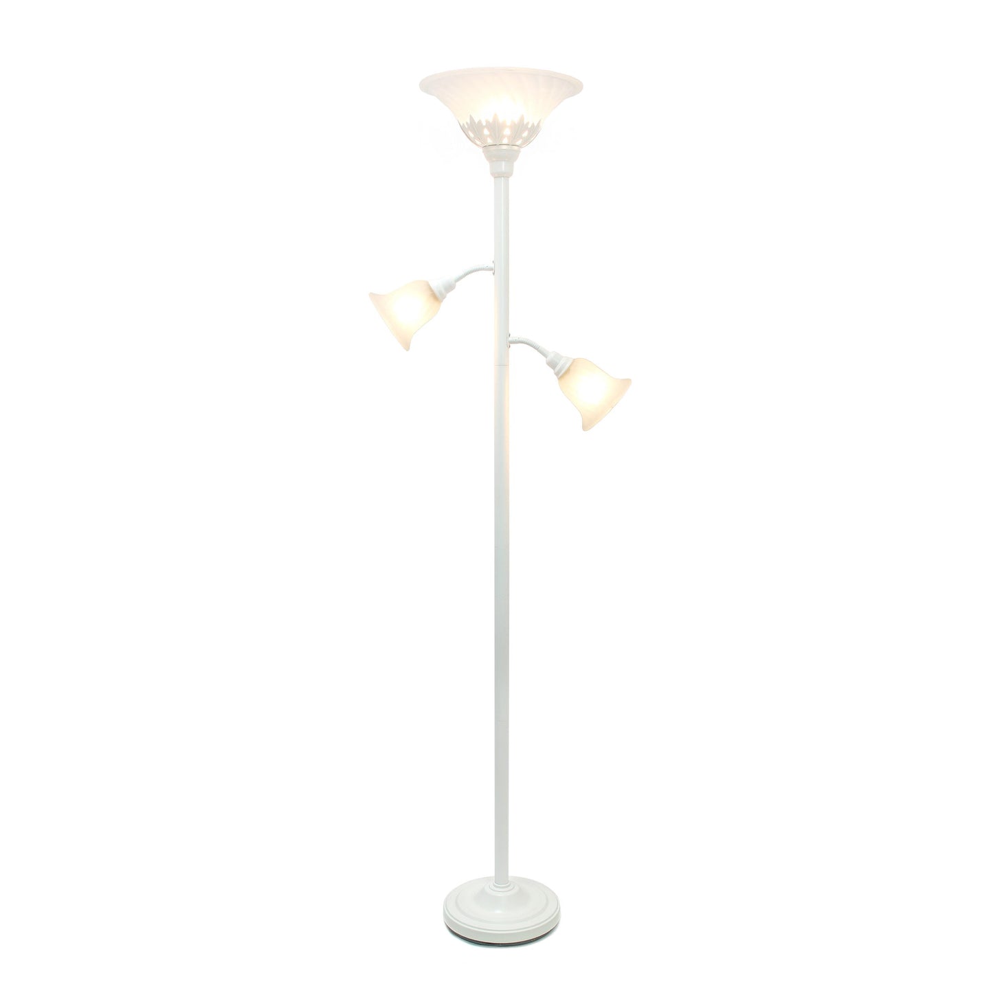 All The Rages Elegant Designs Scalloped Glass Shades With White Finish 3-Light Floor Lamp