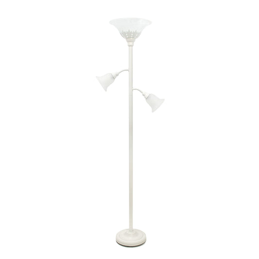 All The Rages Elegant Designs Scalloped Glass Shades With White Finish 3-Light Floor Lamp