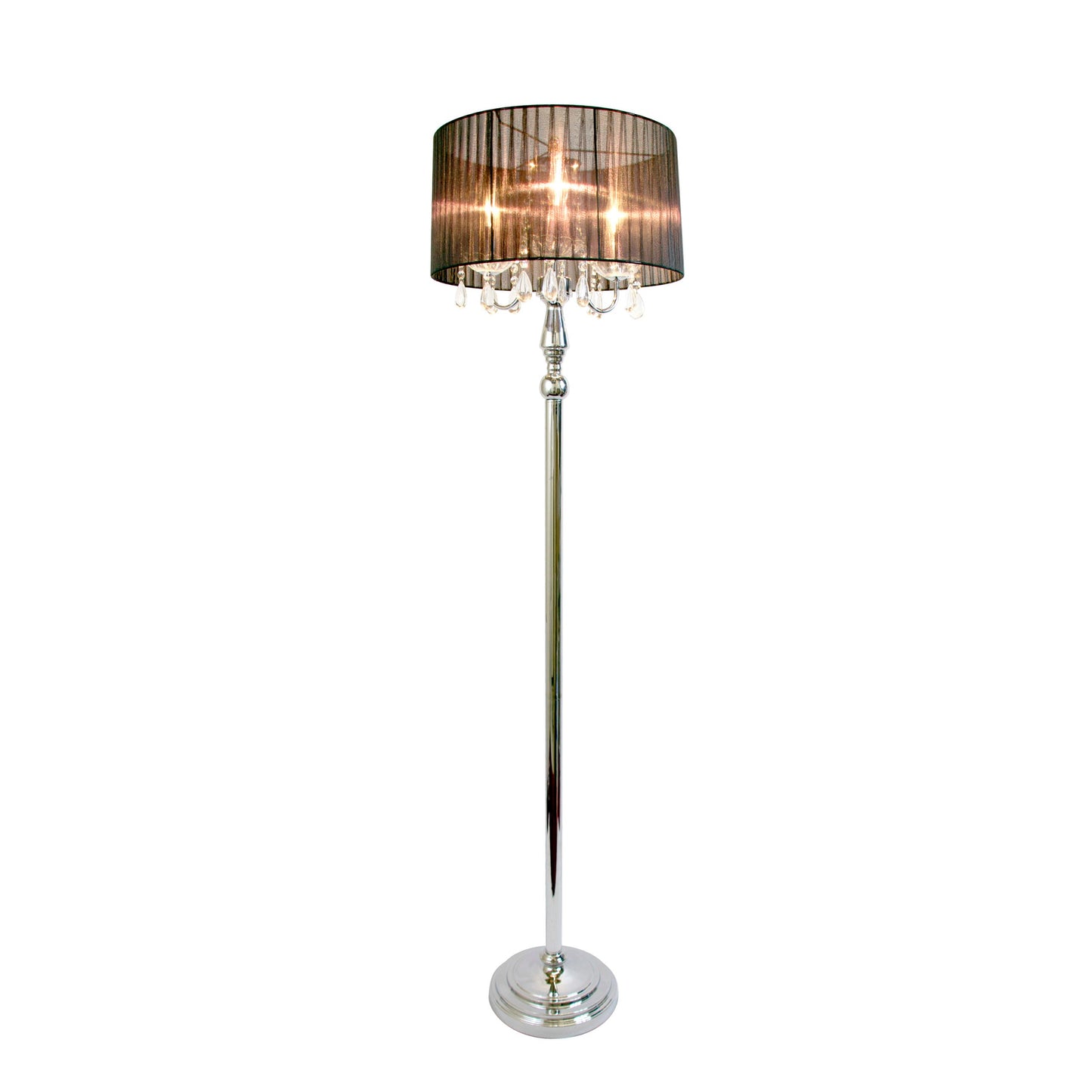 All The Rages Elegant Designs Trendy Romantic Sheer Shade Floor Lamp With Hanging Crystals
